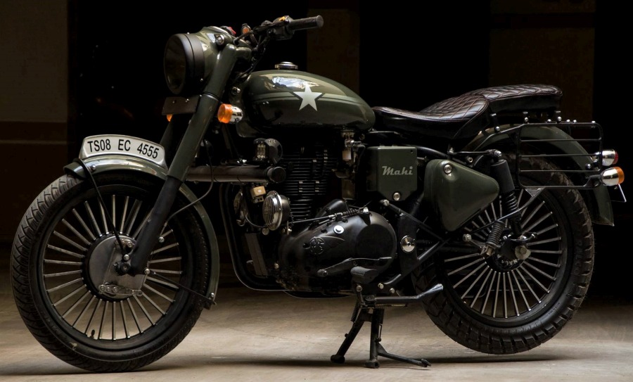 RE Bullet 350 Mahi Eimor Customs 2 - Army Green Royal Enfield Bullet 350 Details and Live Photos RE Bullet 350 Mahi Eimor Customs 2