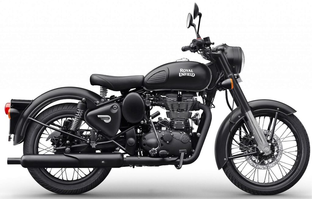 classic 500 stealth black side view - 2018 Royal Enfield Classic 500 vs. Classic 350 classic 500 stealth black side view