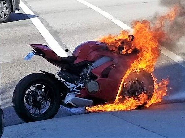 Panigale V4 Catches Fire