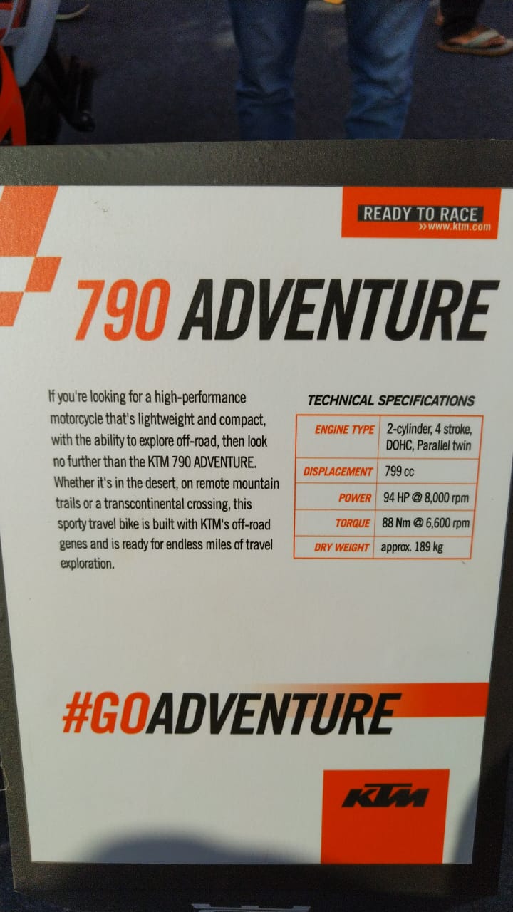 KTM 790 Adventure Showcased 1 - KTM 790 Adventure Showcased in India at IBW 2019 KTM 790 Adventure Showcased 1