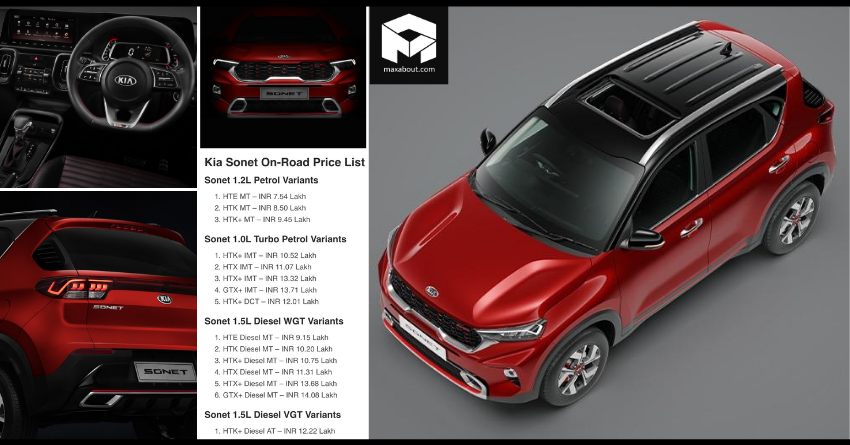 Kia Sonet On-Road Price List Revealed