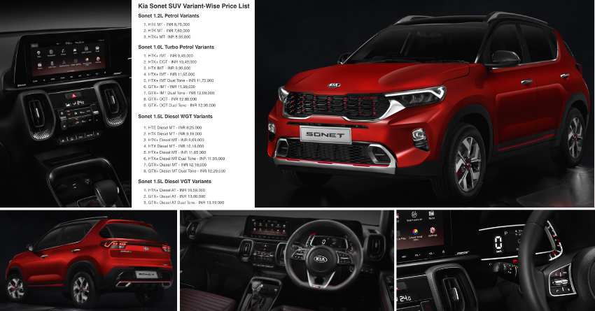 Kia Sonet Variant-Wise Price List