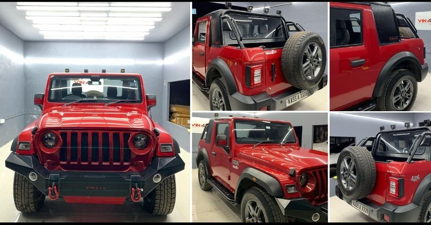 Live Photos of India’s 1st Mahindra Thar With A Rally Cabin