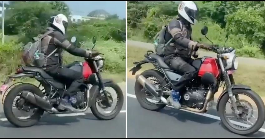 Red-Black Royal Enfield Scram 411 Spotted On The Road