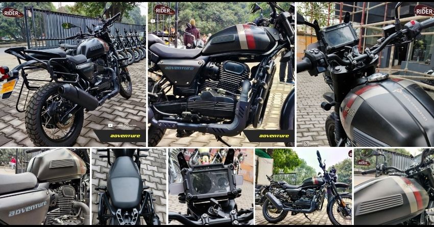 Live Photos of Yezdi Adventure Motorcycle in Mambo Black Colour