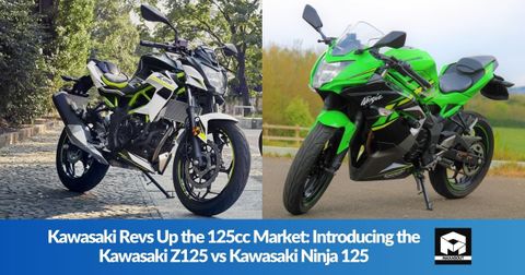 Kawasaki Z125 and Ninja 125 motorcycles side by side.